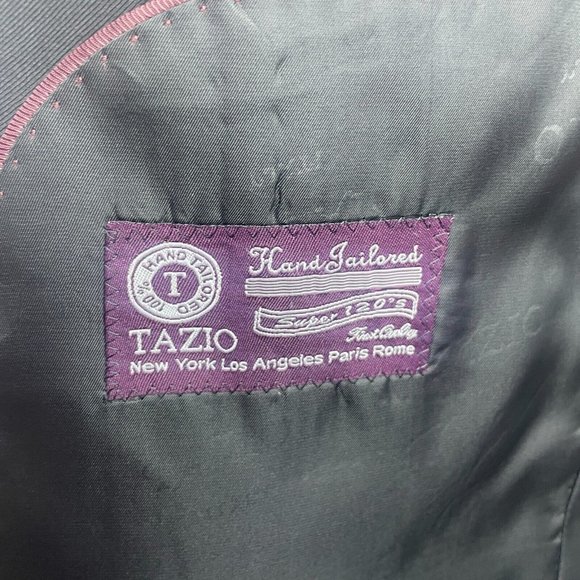 Tazio Italy Blazer Sports Coat Men's 46L Black Super 120's Wool Hand Tailored - Picture 8 of 16